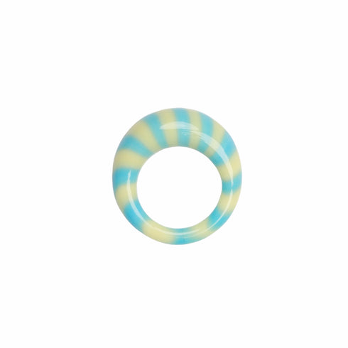 SPIRAL GLASS RING YELLOW + BLUE